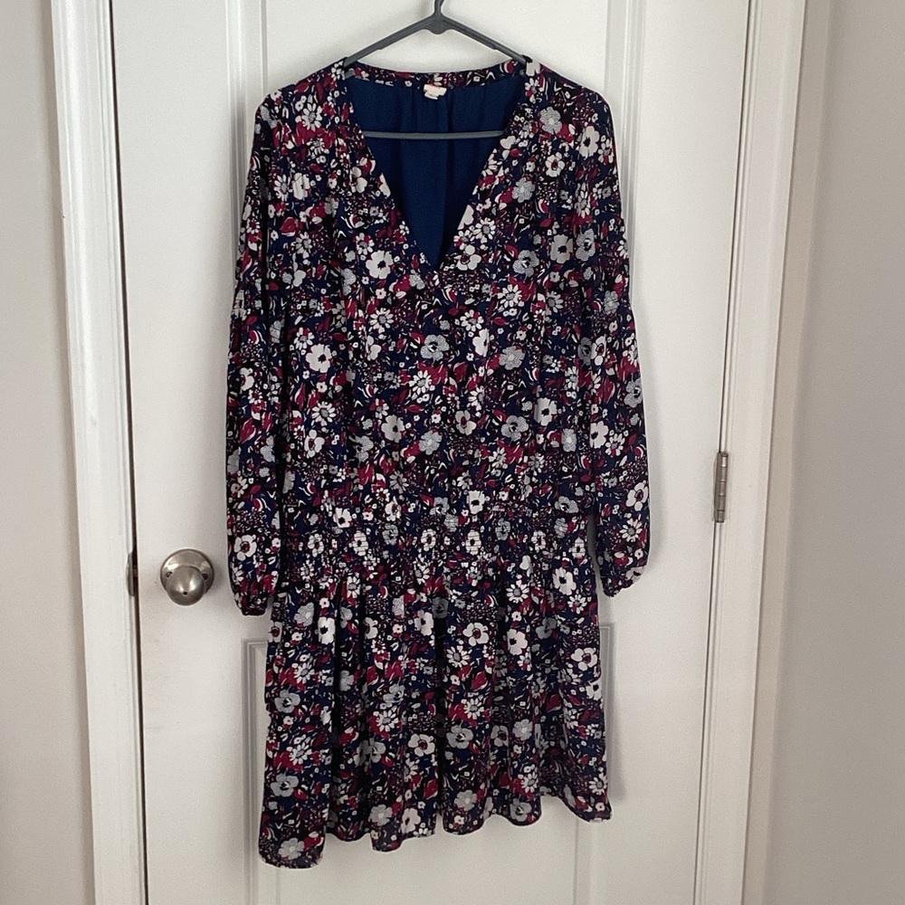 GAP Floral Long Sleeve Dress - Navy and Pink
